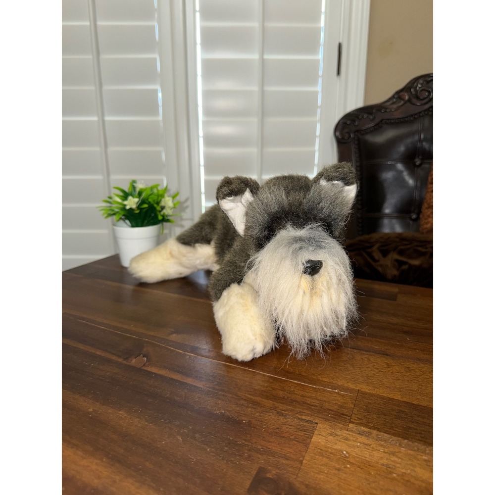 Yamiko Classics Toys Schnauzer Dog Plush Stuffed Animal Salt Pepper Gray White